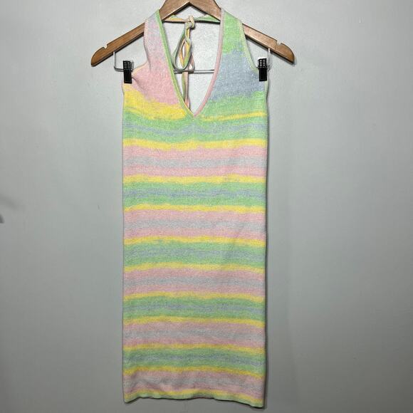 Wild Fable NWT Dress Pastel Rainbow Striped Knit Halter Summer Vacation Beach XL - Picture 2 of 9